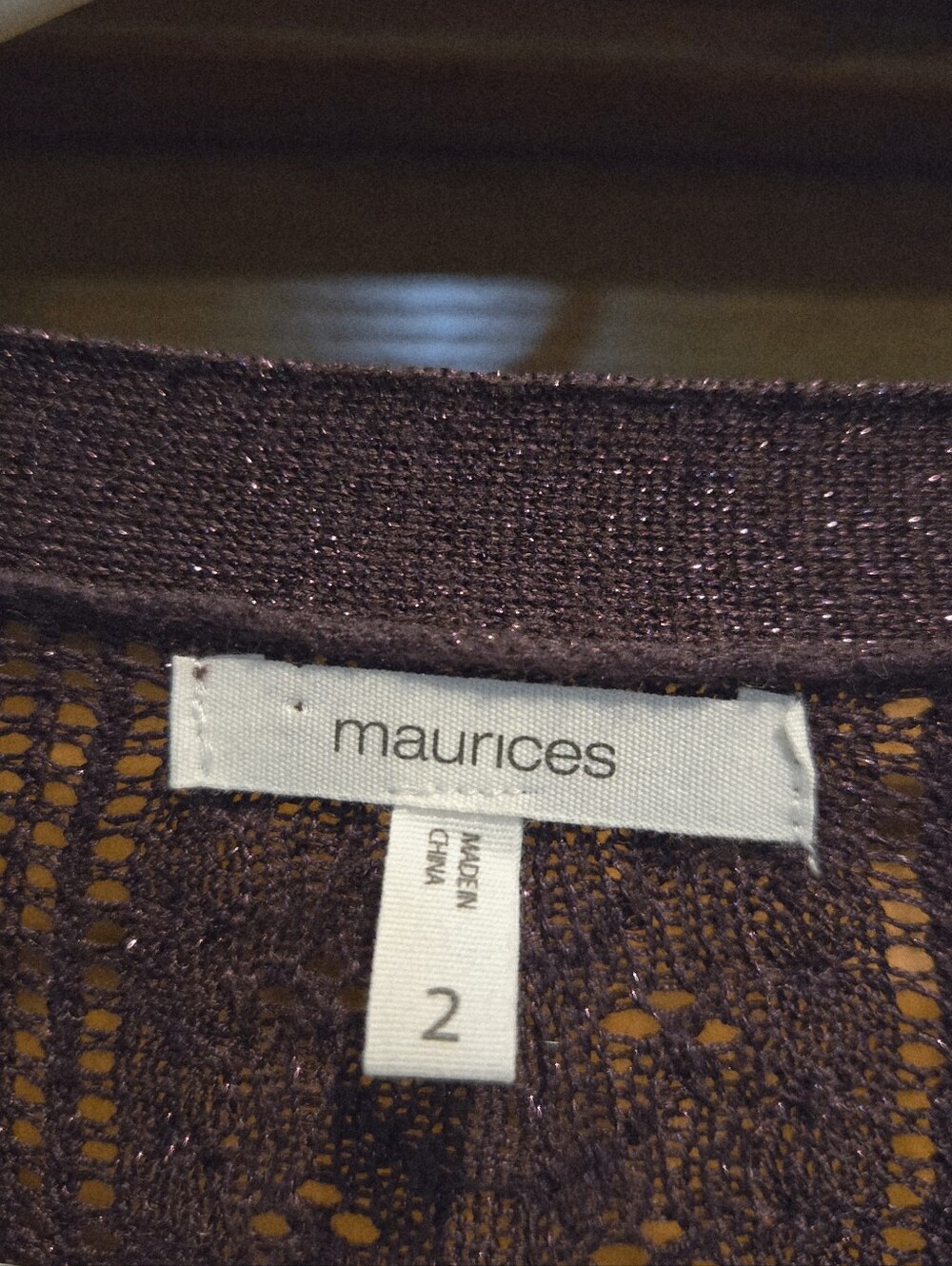 Maurices Plum Open-Front Glitter Knit Cardigan - Picture 2 of 15